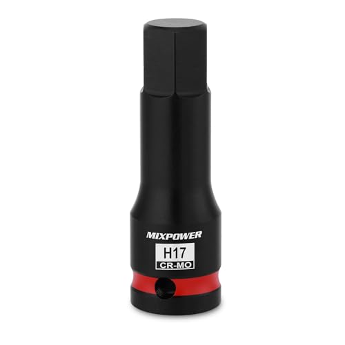 MIXPOWER 1/2 Drive 17mm Hex Impact Bit Socket Allen Bit Socket CR-MO Steel Master Impact Hex Driver
