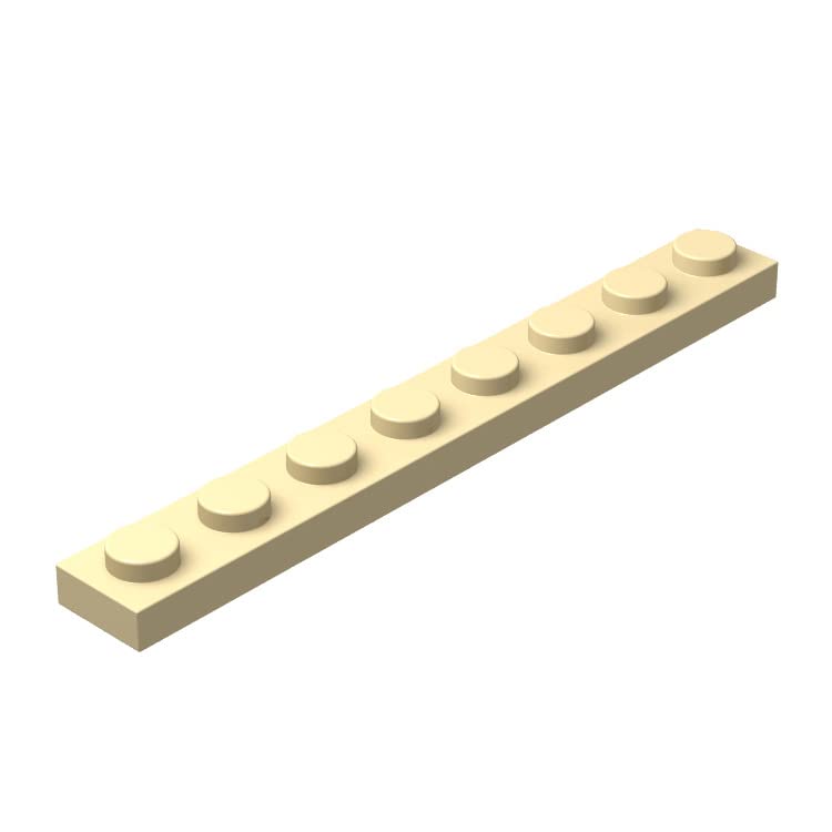 Classic Bulk Plates 1x8, Flat 100 Piece Set, Compatible with Lego Parts: Beige Color