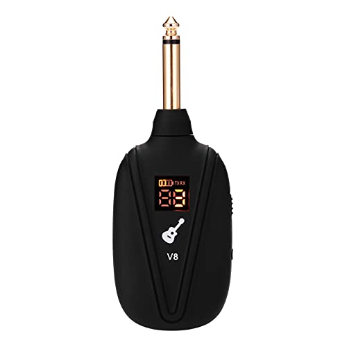 Queenser Sistema de guitarra sem fio V-8 recarregável de 4 canais transmissor de guitarra conjunto r