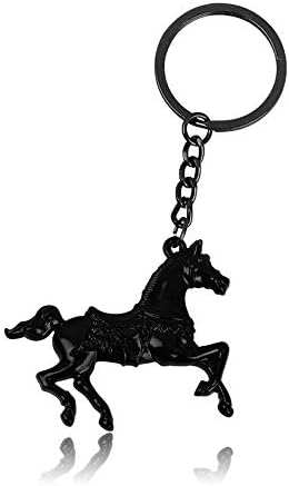 Yiping Stylish Keychain War Horse Pendant Metal Keyring Purse Hand Bag Car Charm Keychain Gift (Black)