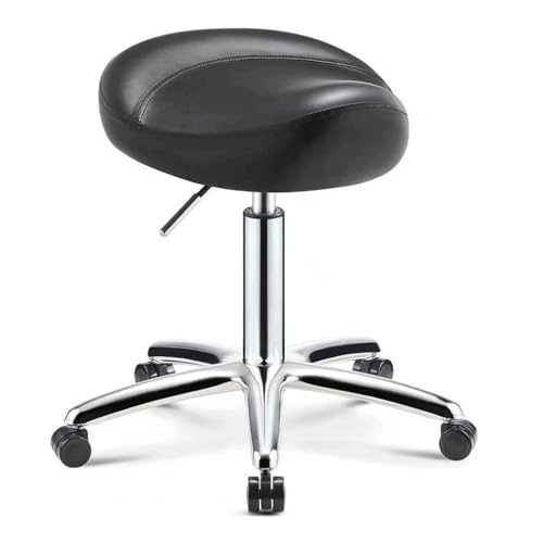 AADDFDD Taburete Alto, Taburete Giratorio ergonómico para Bar, Altura Ajustable de 36 a 50 cm, Redondo, con Ruedas, rotación de 360°, Silla Alta, práctica