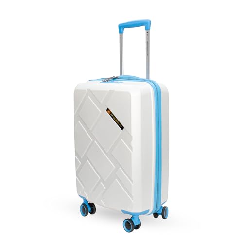 Image of SWISS MILITARY Star Luggage Bag, Textured Hard-Sided Trolley Bag, Cabin Luggage, Overnighter Trolley Bags|Durable ABS Body, Ergonomic 360 Rotatable Wheels, TSA Lock, 20 inches, White