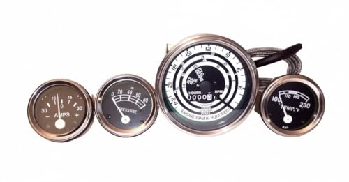 Kit de relojes para tractor Ford 600 a 4000 con medidor de aceite, temperatura y amperímetro cromado