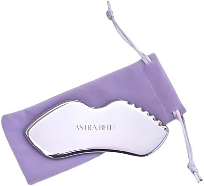 Stainless Steel Gua Sha Handheld Massager From Astra Belle For Facial Skin Care Scraping Massage Tool With Comb Teeth | Facial Massage, Used For Face, Neck, And Around Lips With Travel Pouch Or Case