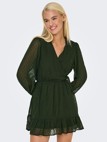 Only Onltiva L/S Dobby Fake Wrap Dress Wvn Vestito, Rosin, M Donna - 6