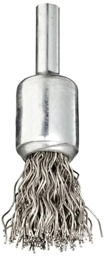 Weiler 10004 0.020" Wire Size, 1/2" Diameter, Steel Bristles, Solid End, Stem-Mounted Crimped Wire End Brush, Made in the USA (Pack of 10)