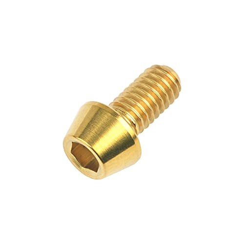 Image of Titanium Ti DIN912 M4 8 10 12 15 20mm Tapered Head Hex Bolts Bicycle Screws Pack of 6 (Gold, M4x10mm)