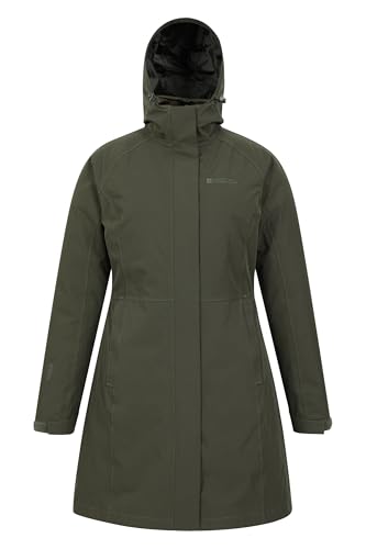 Mountain Warehouse Alaskan 3-in-1 Damen Winter Mantel - Lange, wasserdichte Winterjacke, Warme Steppjacke Innenjacke mit Reißverschluss & Kapuze Khaki Damengröße EU 40