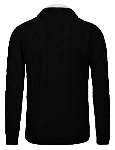 COOFANDY Mens Shawl Collar Cardigan Sweater Slim Fit Button Down Cable Knitted Sweater with Pockets4