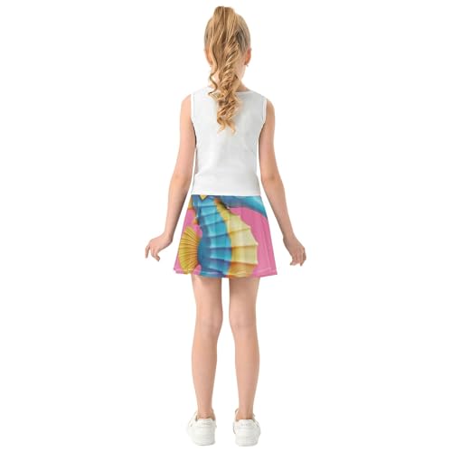 Athletic Shorts Girls Skorts Cute Seahorse Unicorn Blue Pink Toddler Tennis Skirts Breathable Teen Cheer 3t4