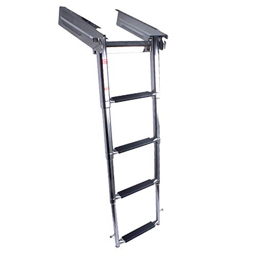 image for Marinebaby 4-Step Ladder Stainless Steel Under Platform Sliding Ladder