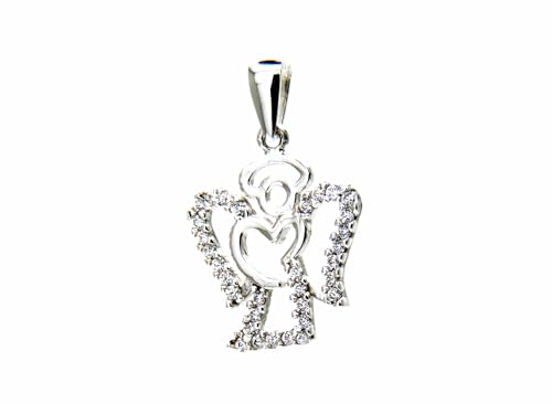 Colgante Niño Circonitas y Oro 18Kt con Relieve de Angelito