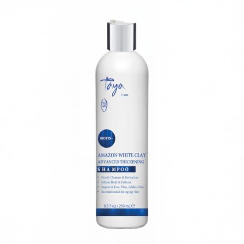 Taya Hair Products Amazon White Clay Advanced Thickening Shampoo - With Biotin For Volume, Bounce and Body - Natural Hair Care For Women With Fine and Thin Hair - 8 fl oz