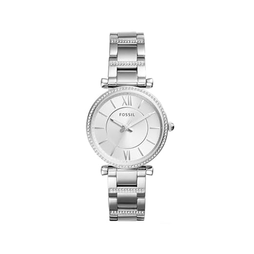 Fossil Reloj para mujer Carlie, movimiento de cuarzo, caja de 35 mm de acero inoxidable plateado con correa de acero, ES4341