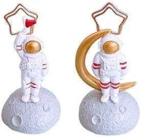 Geekmonkey Set of 2 Astronaut Shape Table Number Holder | Place Card Holders | Star Shape Memo Menu Clips Desk Organizers