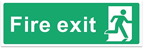 Image of Rubigo – 1/2/4/6 Pack Fire Exit Sign - No Arrow – Safety Signs - 30x10cm Self Adhesive Vinyl Sticker, Easy Application Fire Door Emergency Exit Signage (1)