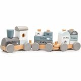 Personalisierte Holzeisenbahn blau - Personalisierte Geschenke Baby I Steckspielzeug I Geschenk zur Geburt Junge I  ...