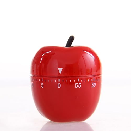 Chironal 1Pcs Fashion Cartoon Kitchen Timer Different Shape Creative Reminders (Apple Red)