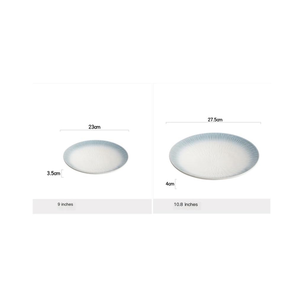 Ceramiczne talerze obiadowe, okrągłe, płaskie talerze na warzywa do użytku domowego, 25 cm, zachodnie talerze do serwowania żywności, zestaw 4 sztuk, trwała i stylowa zastawa stołowa
