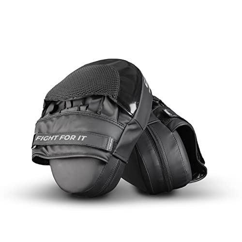 Sanabul Lab Series Professional Boxing Punch Mitts (Black/Silver) #TOP1