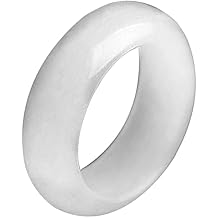 Natural Genuine White Jade Eternity Ring Chinese Good Luck Energy Rings for Women Men Trendy Jewelry Size 8