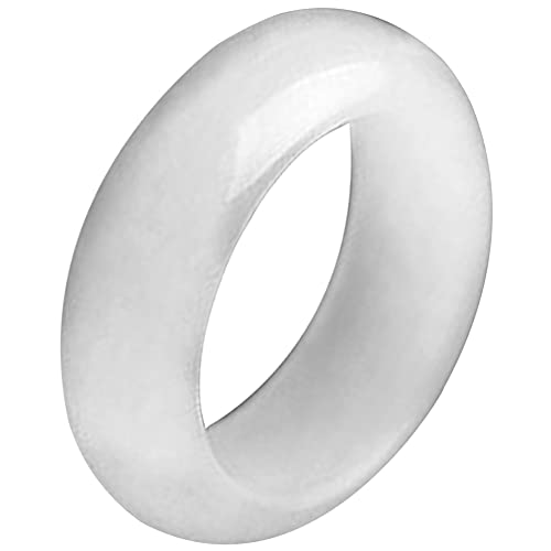 Natural Genuine White Jade Eternity Ring Chinese Good Luck Energy Rings for Women Men Trendy Jewelry (Size : 10)