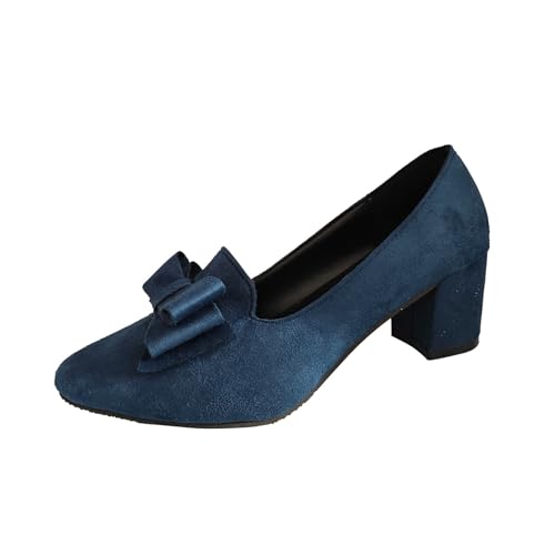 Genérico 2026 Moda para Mujer Cabeza Redonda Cuadrado con Zapatos Individuales Casual Cómodo Deslizamiento con Zapatos de tacón