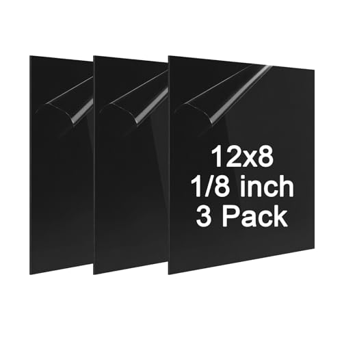 ABS Plastic Sheet 1/8 Inch Thick - 3PACK 12' x 8' Black Rigid ABS Board Impact Resistant Heat...