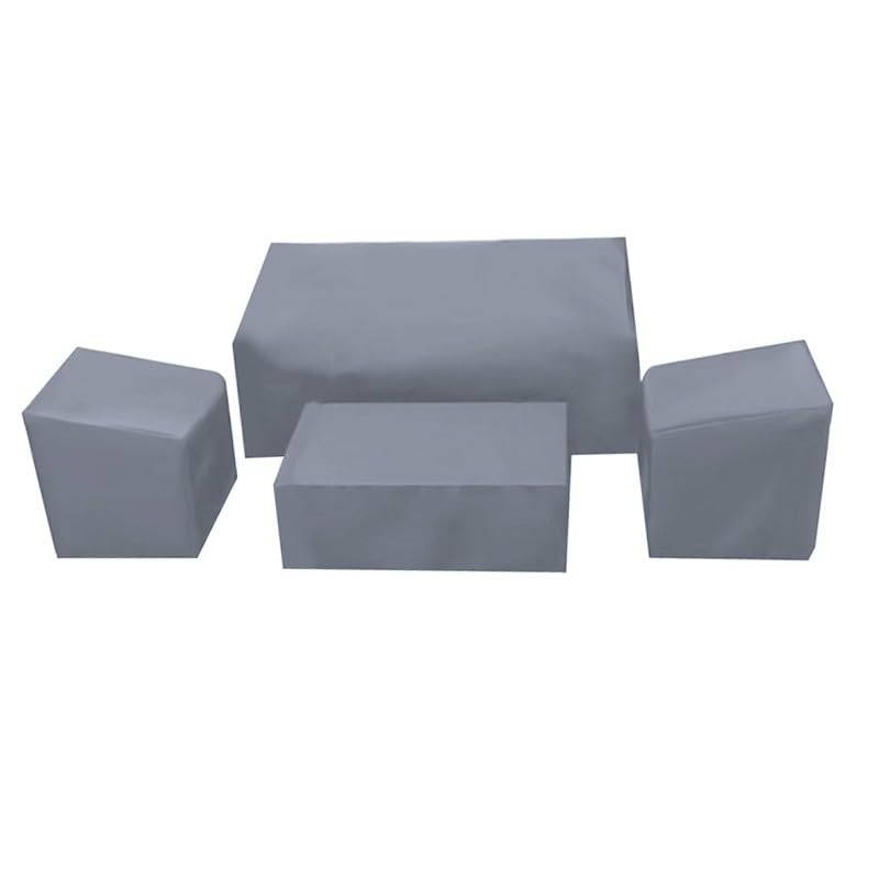 Set di coperture per mobili da esterno 210D, resistenti, per divano, sedia e tavolo, impermeabili, antipolvere e resistenti ai raggi UV, colore grigio, 4 pezzi