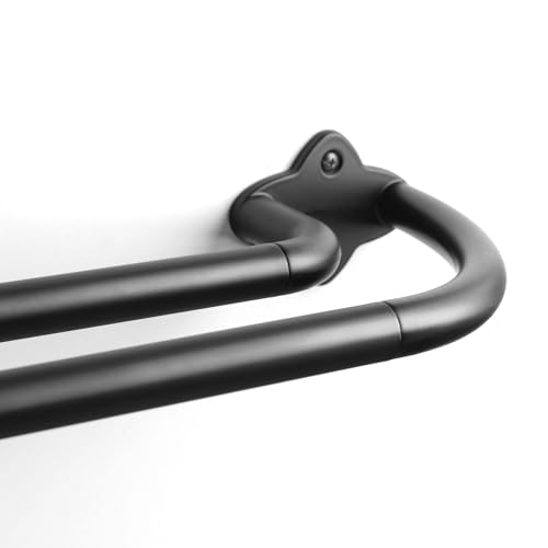 Double Curtain Rod Set, Wrap Around Blackout Drapery Rod for Room Darkening Panels, 88 to 120 Inches, Black by VKR - Used condition - CA$52.37