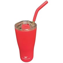 HYDRAFLOW Capri - 20oz Tumbler with Straw - Triple Wall Vacuum Insulated Tumbler - Insulated Smoothie Cup - Stainless Steel Tumbler - Reusable Tumbler with Lid Hot Pink, Medium, 218909