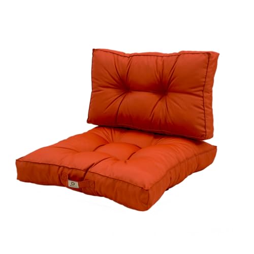 deco arts Coussins pour Salon de Jardin - Coussins extérieur - 50x50 cm - Coussin de Remplacement pour Fauteuil, Banc & Chaise d'extérieur - Imperméable, Confortable & capitonné - Orange