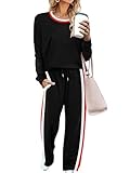 WIHOLL2 Piece Lounge Sets for Women Matching Fall Clothes Outfits 2025 Fashion Winter Clothing Long Sleeve Teacher Tops Business Casual Comfiest Airport Black M