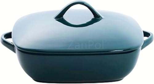 ZanPol レクタンギュラー ディッシュ 22×3cm セラミック グラタン皿 オーブン ぐらたんざら 皿 グラタンスカンジナビアンスタイル 蓋付きセラミックグラタン 耐熱性 多機能ディッシュ パスタ チーズベーキング オーブン 電子レンジ 食洗機対応