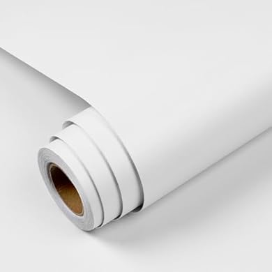 Foto di YENHOME Carta da Parati Adesiva Muro Bianco Tinta Unita 60x500cm Moderna Pellicola Adesiva Per Mobili Armadio Tavolo da Pranzo Bianco Opaco Carta Parati Muro Camera da Letto Cassetto Impermeabile