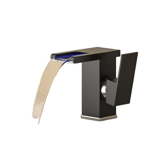 Cascata luminosa a LED interamente in rame con rubinetto for acqua calda e fredda, for lavabo sopra il bancone, for uso domestico