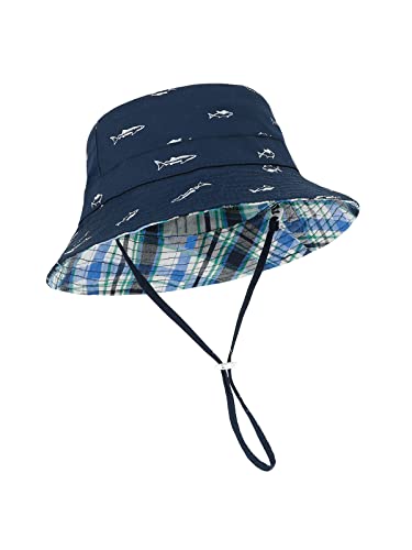 Baby Sun Hat Baby Hats 0-6 Months For Boys Girls Infant Sun Bucket Hat For Sun Protection Summer Beach Hat Wide Brim Outdoor Play Hat Navy Fish 3-6 Months #TOP18