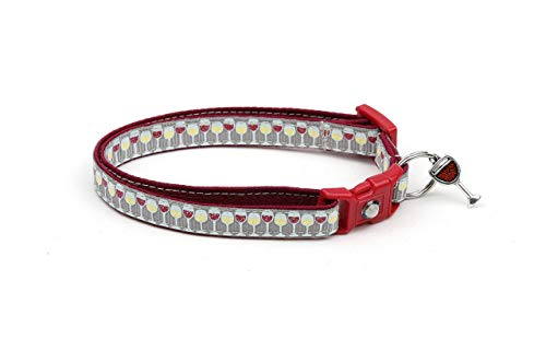 Pugs2Persians Wine Glasses On Silver Cat Collar - Safety - Breakaway - Charm And Bell #TOP4