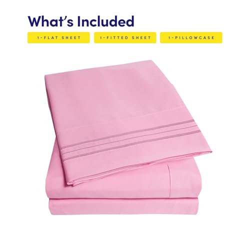 Image of 1500 Supreme Collection Twin XL Sheet Sets Pink - 3 Piece Bed Sheets and Pillowcase Set for Twin XL Mattress - Extra Soft, Elastic Corner Straps, Deep Pocket Sheets, Twin XL Pink