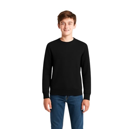 kraftd Kids Sweatshirt Boys Girls Childrens Unisex Back to School Fleece Plain Jumper Crew Round Neck Pullover Uniform Shirt Lightweight PE Sweat Top