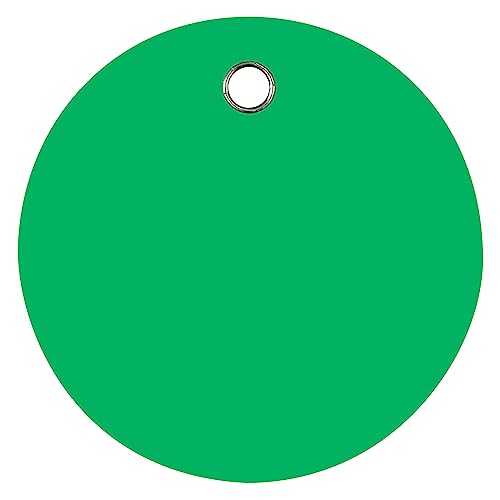 CleverDelights 2" Round Plastic Tags - 100 Pack - Waterproof Heavy Duty Tear-Resistant - 2 Inch Indoor Outdoor Durable Inventory ID Circle Tag (Green)
