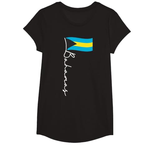 Bahamas Flag Vacation Bahamian Pride Bahamas T-Shirt, Girls, Black, Medium