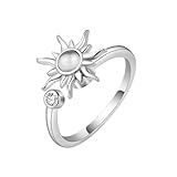 Uqezagpa Anillos giratorios de cobre ajustables con girasoles de tono, joyería para mujeres, alivio de ansiedad, accesorio reductor de estrés, anillos de cobre ajustables, One Size, como se describe