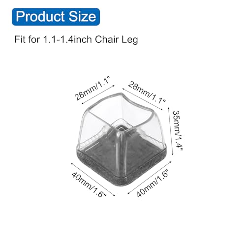 Protection pied de chaise carrée feutre sol bois dur transparent - 3