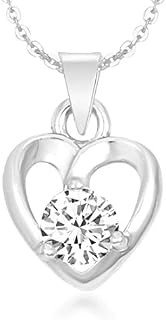 Solitaire Valentine Pendant For Women friend Necklace Diamond Pendants With Chain Jewellery Set For Women Cubic Zirconia Alloy Silver Pendant Kjpr420_19377