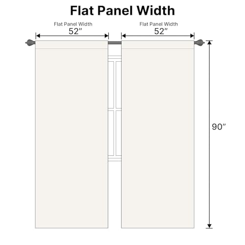 Image of H.VERSAILTEX Back Tab Curtains 90 Inch Long for Living Room, Rod Pocket Room Darkening Thermal Insulated Blackout Curtains, 52 x 90 Inch, Ivory, 2 Panels
