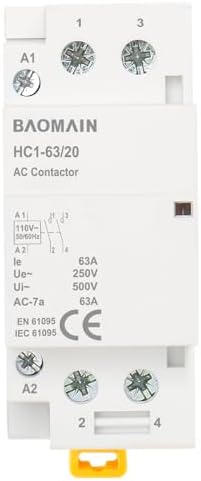 BAOMAIN 110V AC 2-Pole 63A Modular Contactor, 2NO, DIN Rail Mount