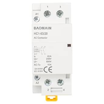 BAOMAIN 110V AC 2-Pole 63A Modular Contactor, 2NO, DIN Rail Mount
