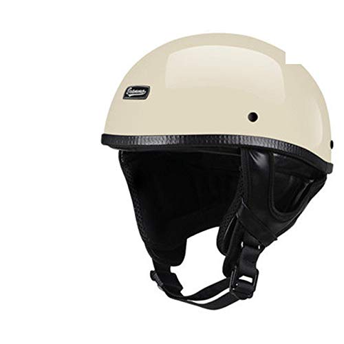 Berrd Casco de Moto Casco de Media Cara Retro   Crucero de Estilo alemán Retro Goggle Blanco Brillante M