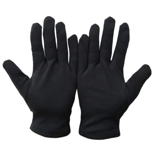 Guantes de algodón negros resistentes para trabajo diario y protección personal, pack de 12